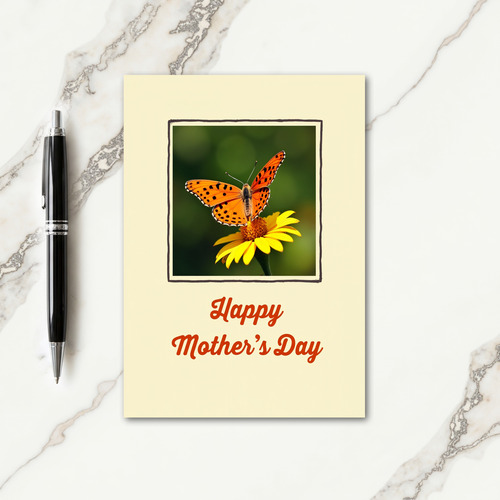 Orange Butterfly Floral Mothers Day Card