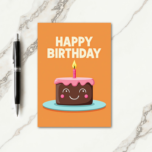 Orange Cake Birthday Card