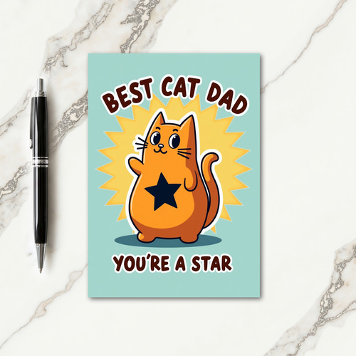 Orange Cat Best Dad Art Card