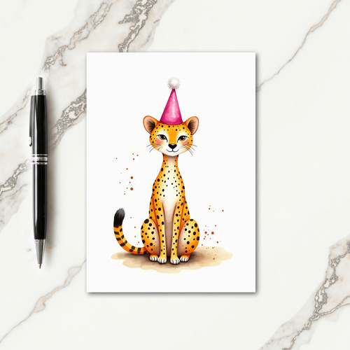 Orange Cat Birthday Illustration Card
