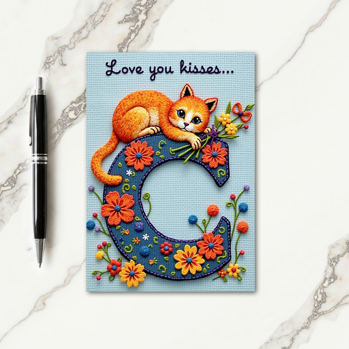 Orange Cat Floral Mothers Day Card