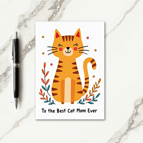 Orange Cat Mom Illustration Card