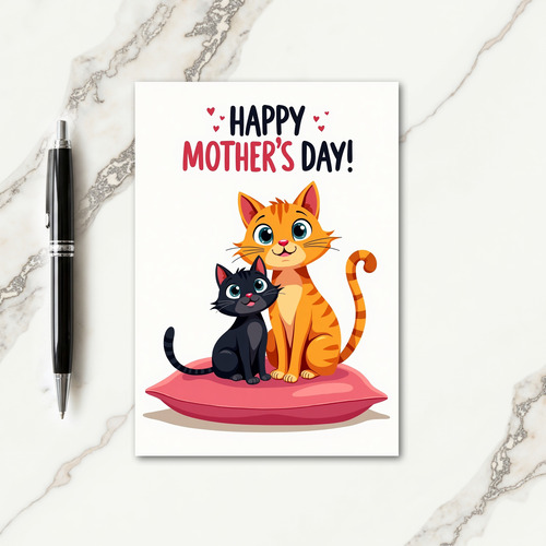 Orange Cat Mothers Day Art Card