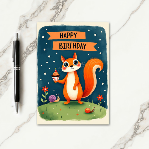Orange Creature Birthday Card