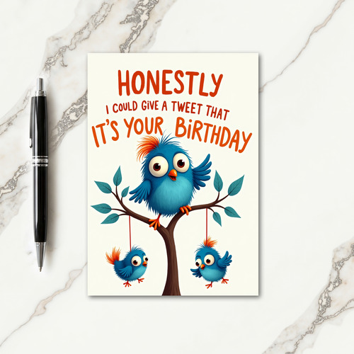Orange Crest Bird Birthday Card