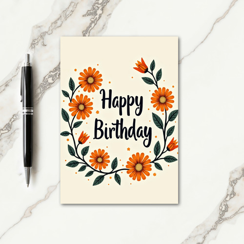 Orange Daisy Birthday Card