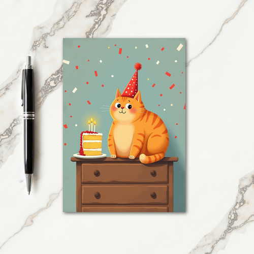 Orange Feline Birthday Card