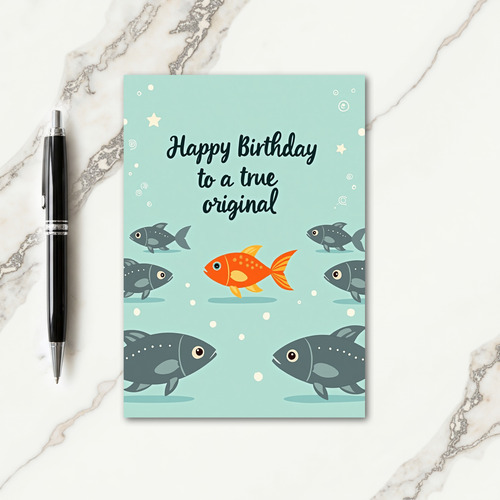Orange Fish Birthday Card