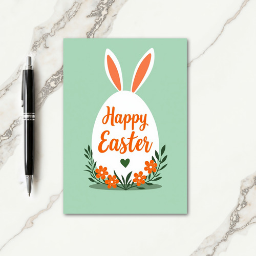 Orange Floral Bunny Card