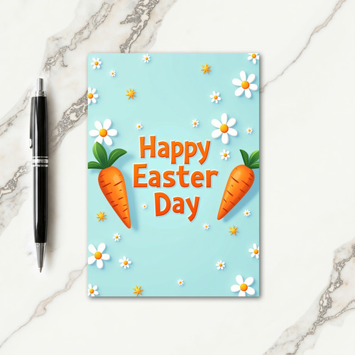 Orange Floral Easter Day Card