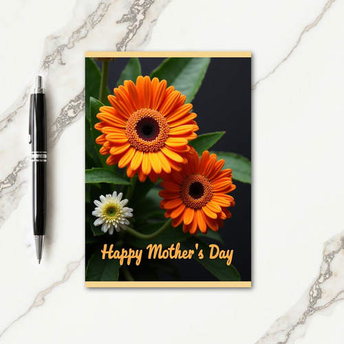 Orange Floral Mother Card