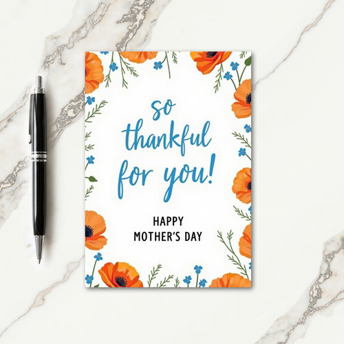 Orange Floral Mothers Day Card