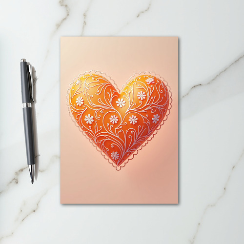 Orange Floral Valentine Card