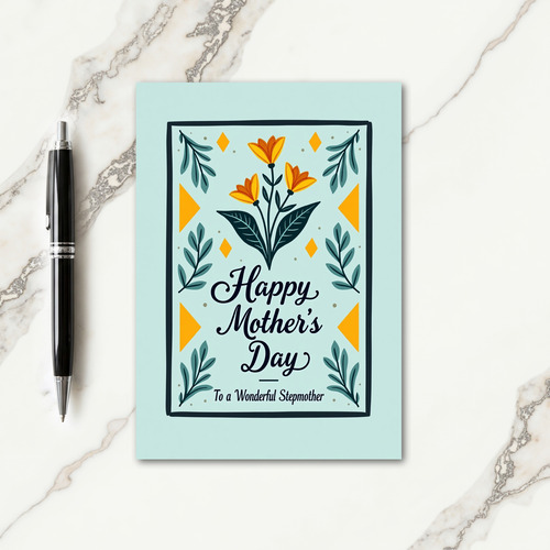 Orange Geometric Mothers Day Art Card