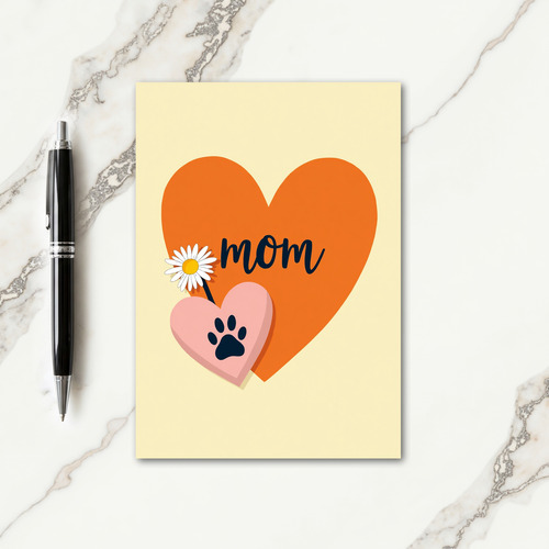 Orange Heart Mom Illustration Card