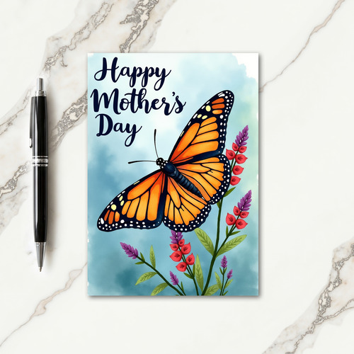 Orange Insect Floral Mothers Day Card