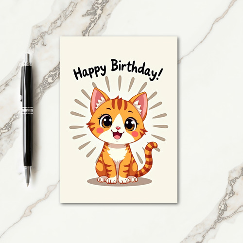 Orange Kitten Birthday Card