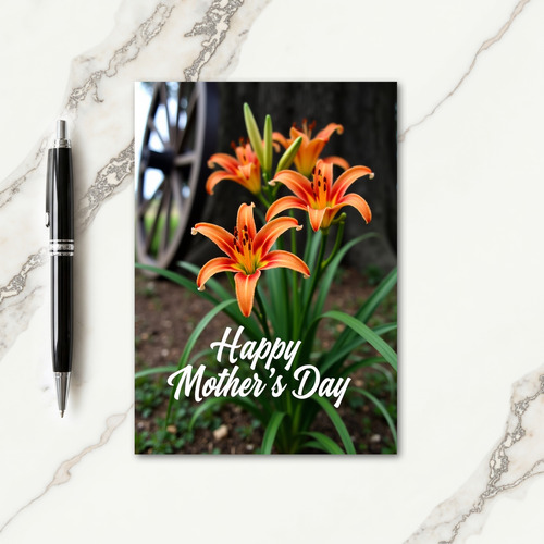 Orange Lilies Mothers Day Card
