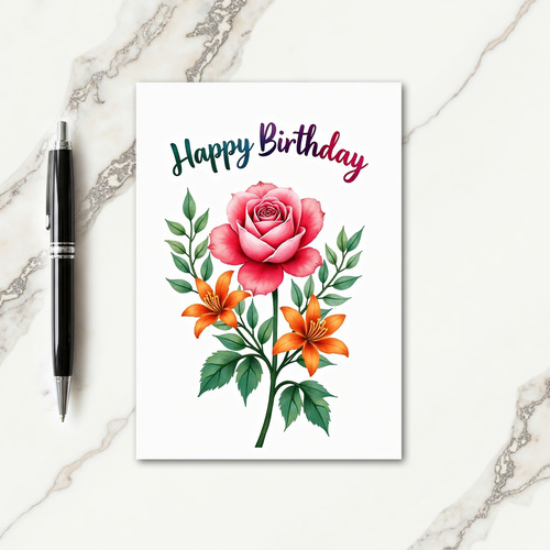 Orange Lily Birthday Card