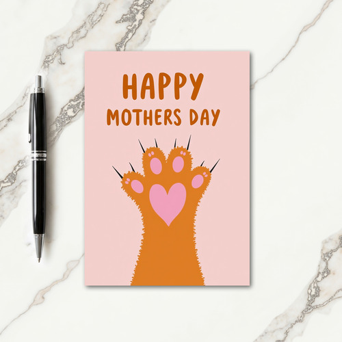 Orange Paw Mothers Day Love Card