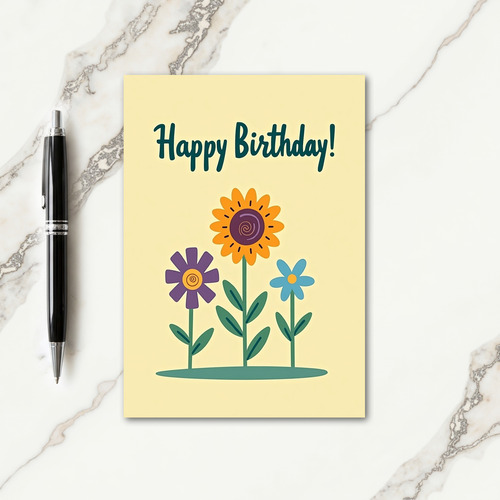Orange Petal Birthday Card