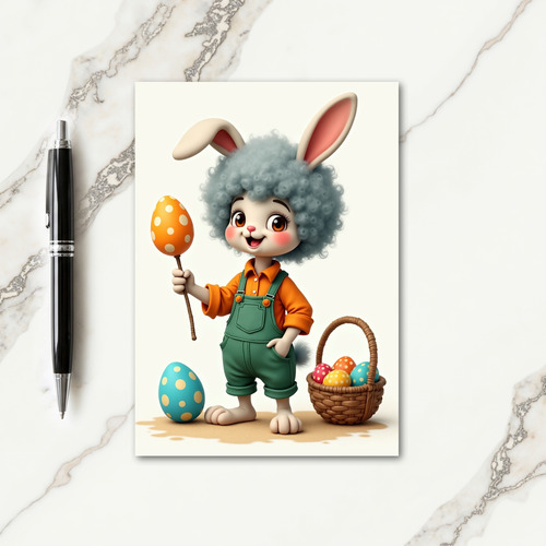 Orange Polka Dot Egg Holiday Card