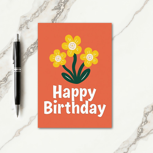 Orange Retro Birthday Card