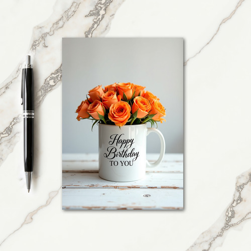 Orange Roses Birthday Card