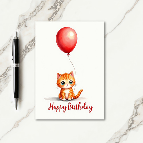 Orange Tabby Birthday Card