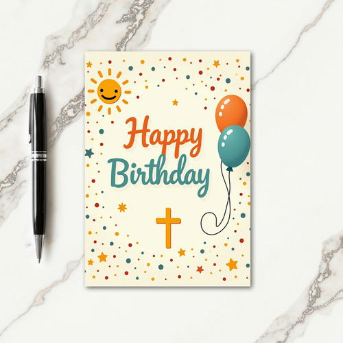Orange Teal Birthday Card