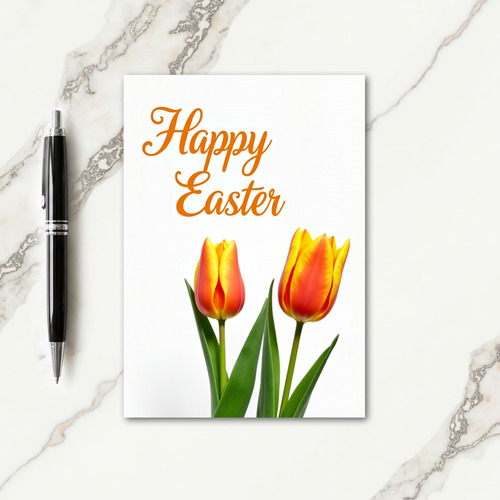 Orange Tulips Easter Greeting Card