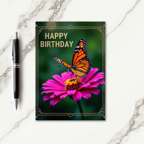 Orange Wing Birthday Card