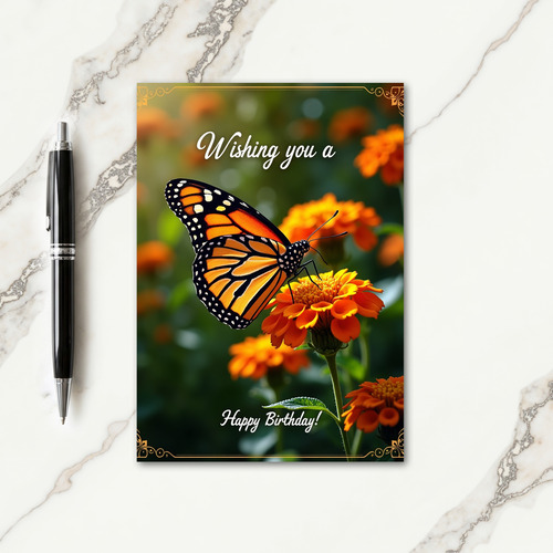 Orange Winged Birthday Card