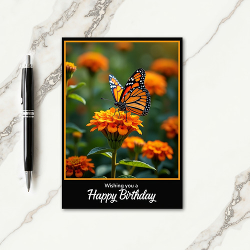 Orange Winged Insect Birthday Card