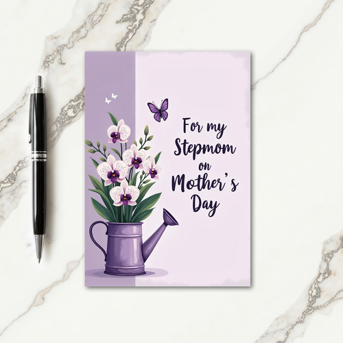 Orchid Mothers Day Watering Can Card