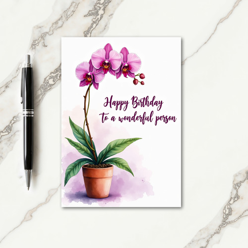 Orchid Pot Birthday Card