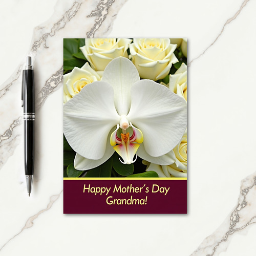 Orchid Rose Floral Art Card