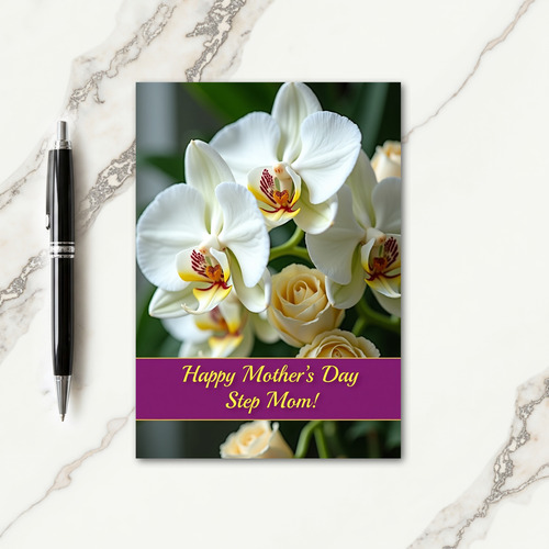 Orchid Step Mom Day Message Card