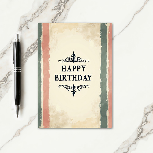 Ornate Aged Paper Birthday Card