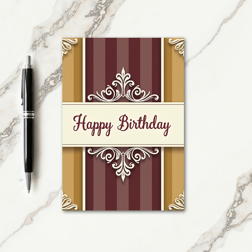 Ornate Banner Birthday Card