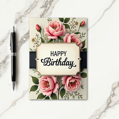 Ornate Birthday Rose Card