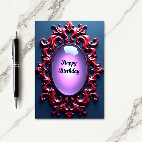 Ornate Crimson Birthday Card