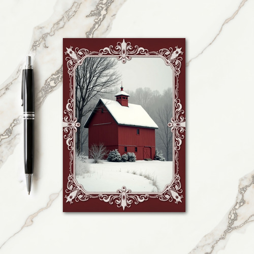 Ornate Crimson Winter Card
