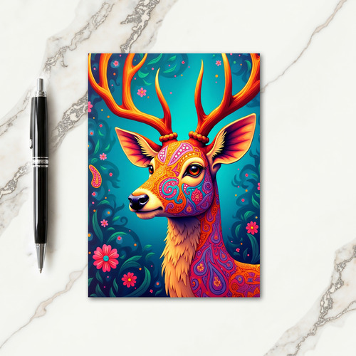 Ornate Deer Christmas Card