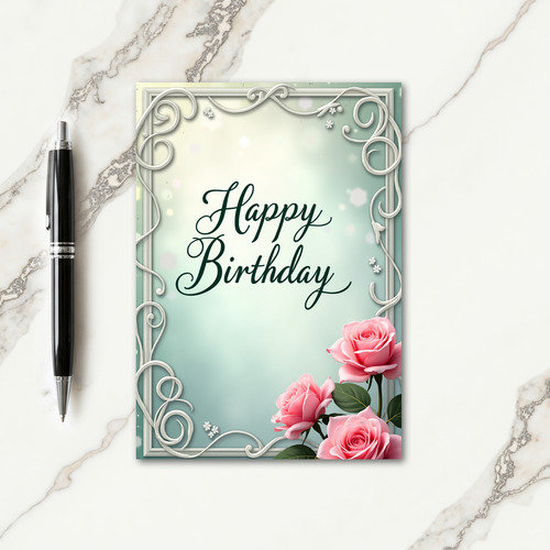Ornate Scrollwork Birthday Card