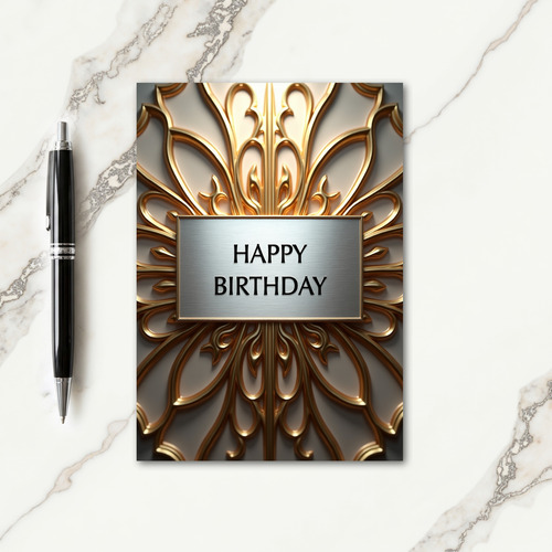 Ornate Silver Plaque Birthday Card
