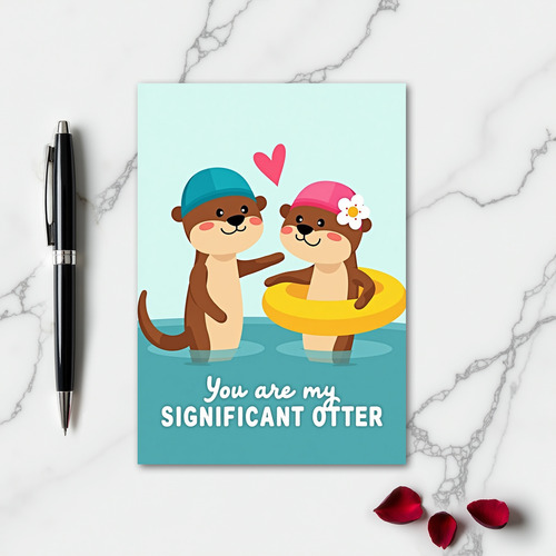 Otters In Love Greeting Card