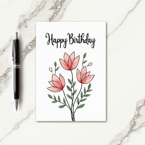 Outlined Bloom Birthday Card