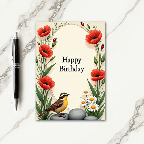 Oval Botanical Birthday Card