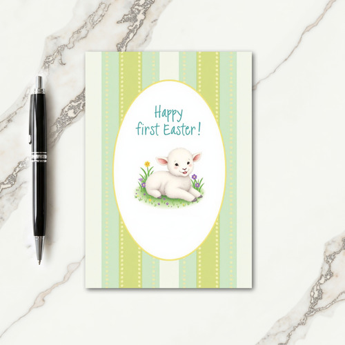 Oval Lamb Easter Wishes Card